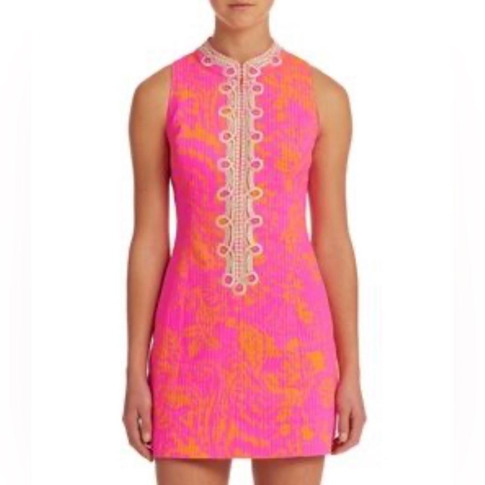 NWT $198 Lilly Pulitzer Alexa Shift Dress Pop Pink Seaesta Size 00